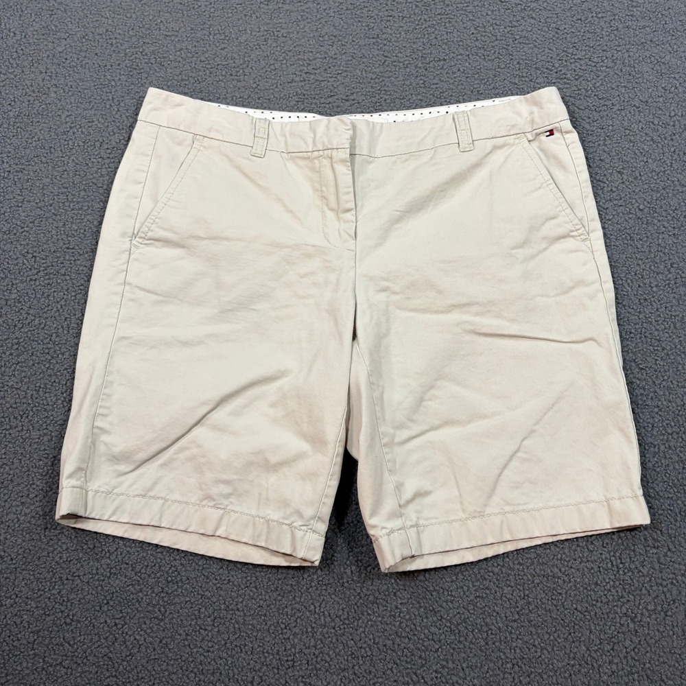 Tommy Hilfiger Shorts Womens 10 Beige Chino Bermuda Classic Preppy Twill 0864352